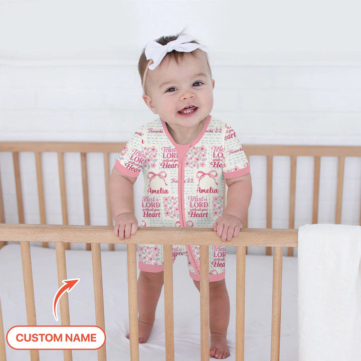Trust The Lord With All Your Heart Custom Name Bamboo Shorty Zippy