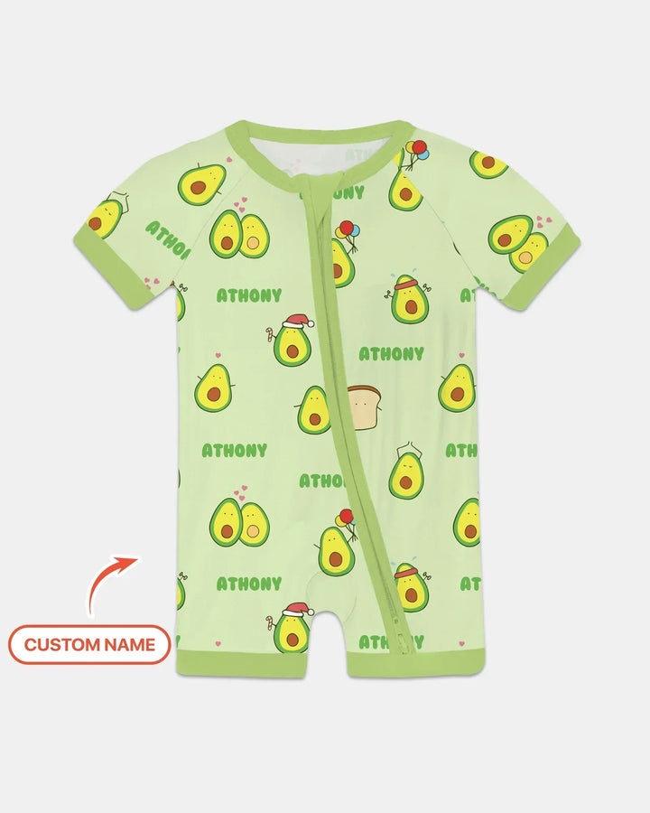 Custom Name Cute Avocado Bamboo Shorty Zippy