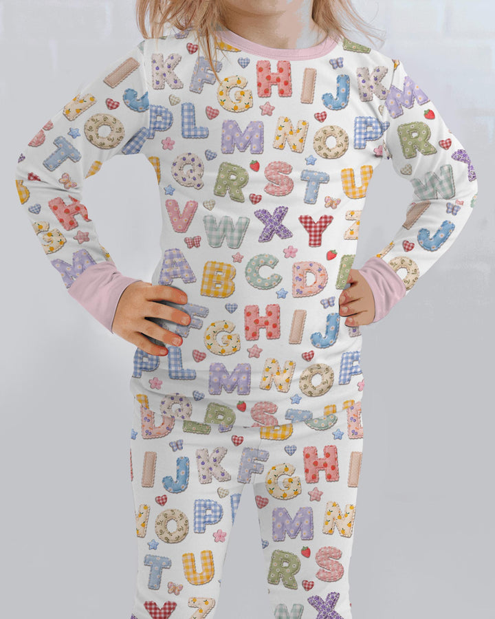 Fabric Alphabet Letters Bamboo Two Piece Long Sleeve Pajama Set