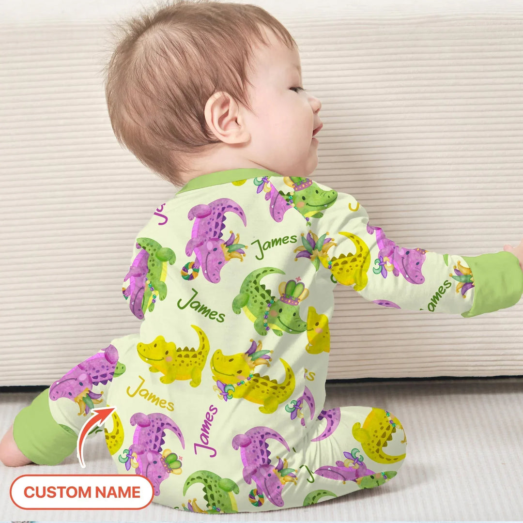 Custom Name Mardi Gras Alligator Bamboo Convertible Zippy