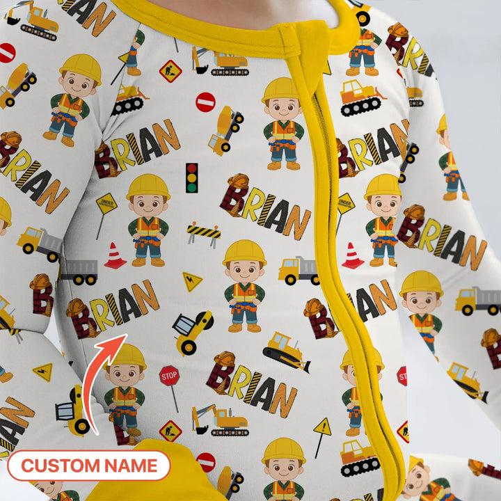 Custom Name Doodle Little Builder Bamboo Convertible Zippy