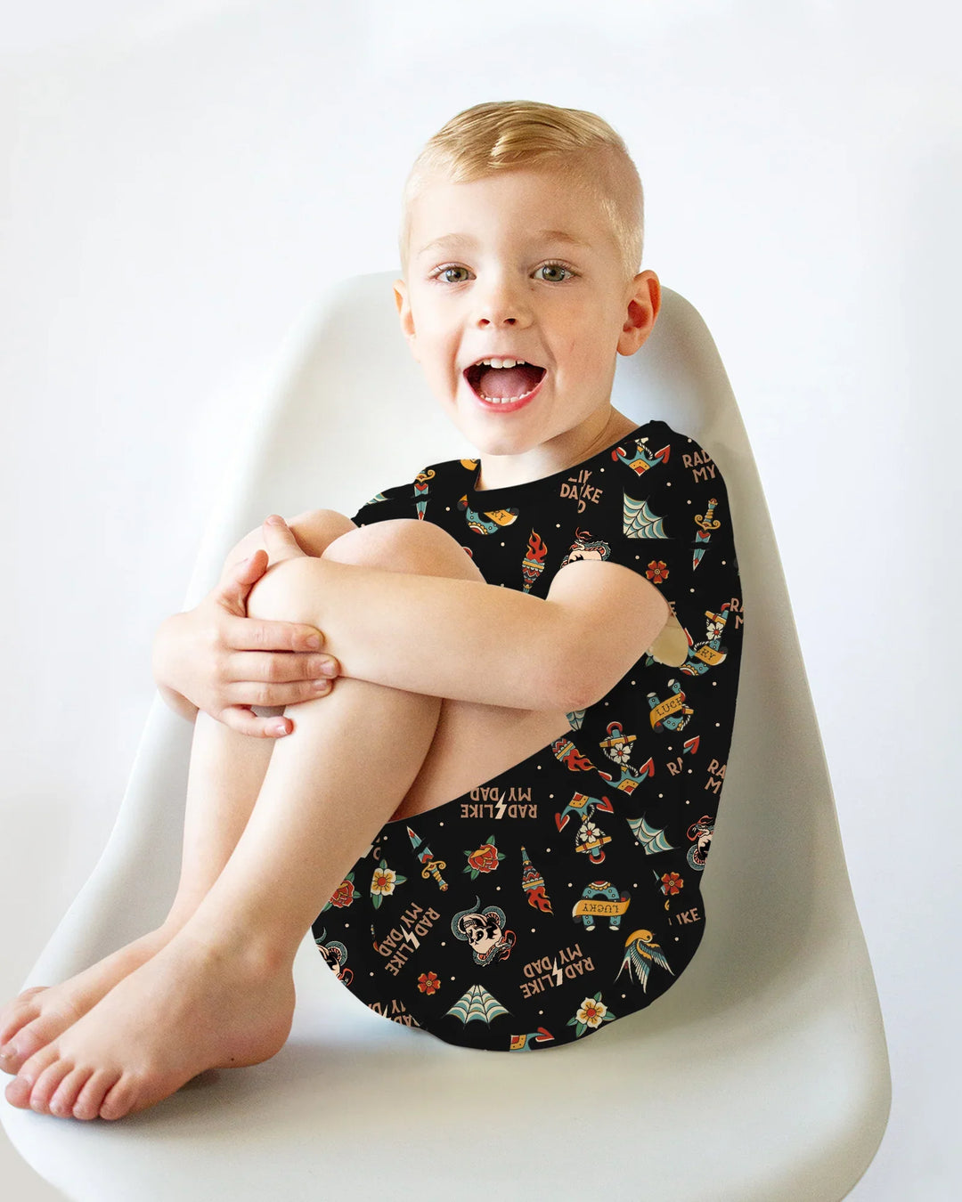 Rad Dad Society Daddy & Me Matching Bamboo Two Piece Short Sleeve Shorts Pajama Set