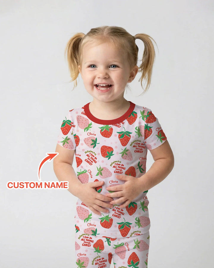 I Can Do All Things Through Christ Bamboo Two Piece Short Sleeve Pajama Set