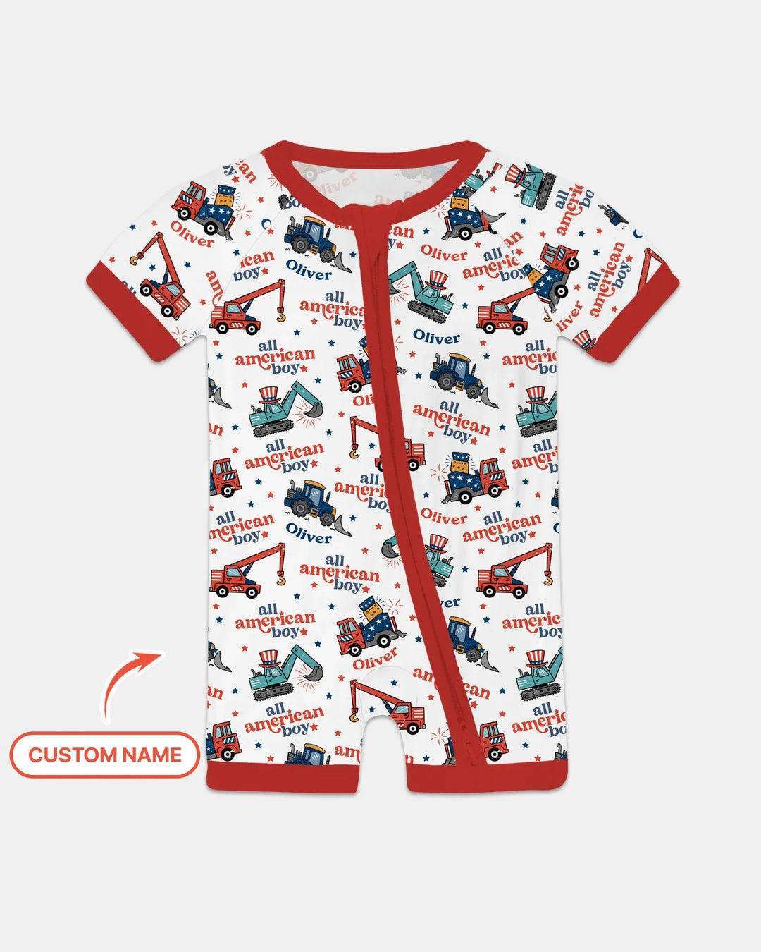 Custom Name All-American Boy Bamboo Shorty Zippy