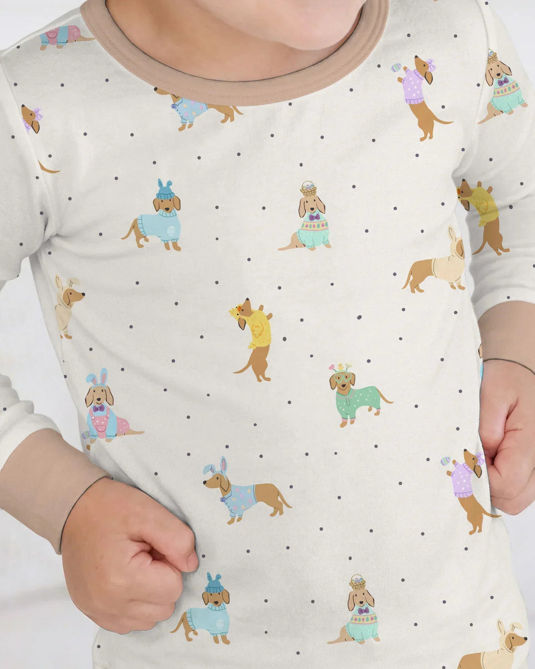 Easter Dachshund Bamboo Two Piece Long Sleeve Pajama Set