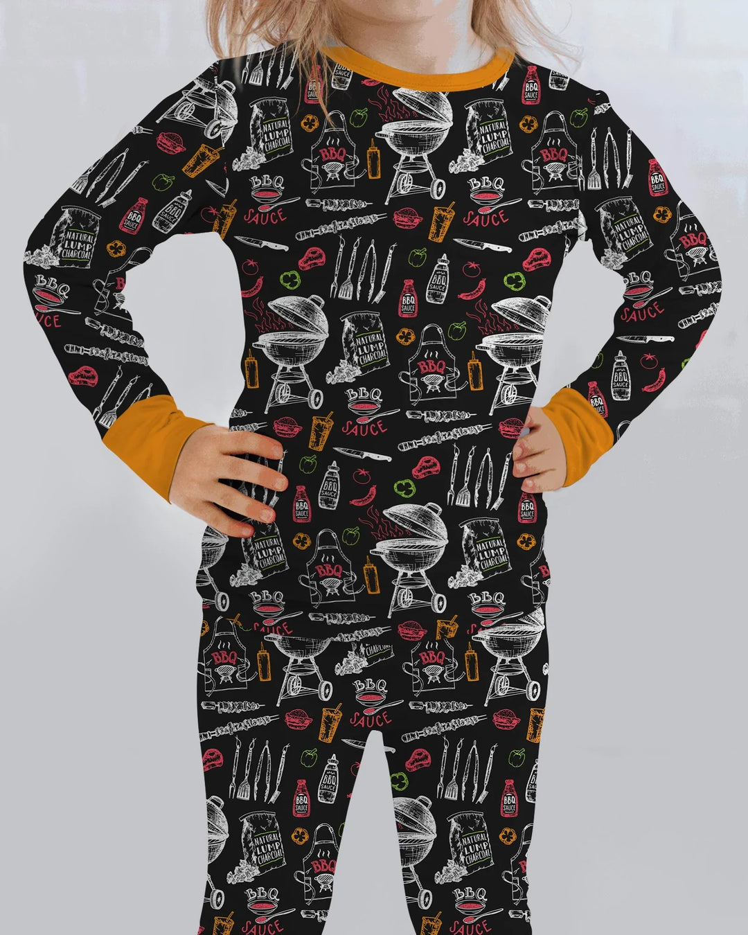 Backyard BBQ Party Family Matching Bamboo Two Piece Long Sleeve Pajama Set