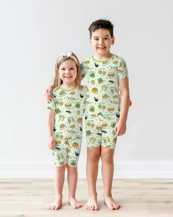 Kawaii St Patrick's Day Bamboo Two Piece Short Sleeve Shorts Pajama Set