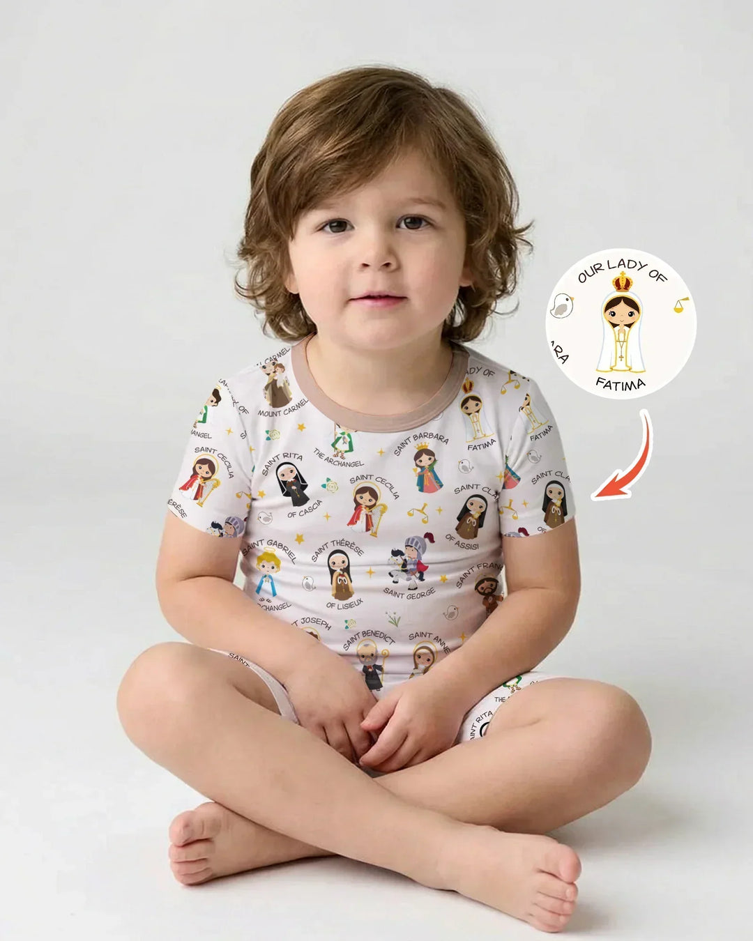 Pray For Us Family Matching Bamboo Two Piece Short Sleeve Shorts Pajama Set