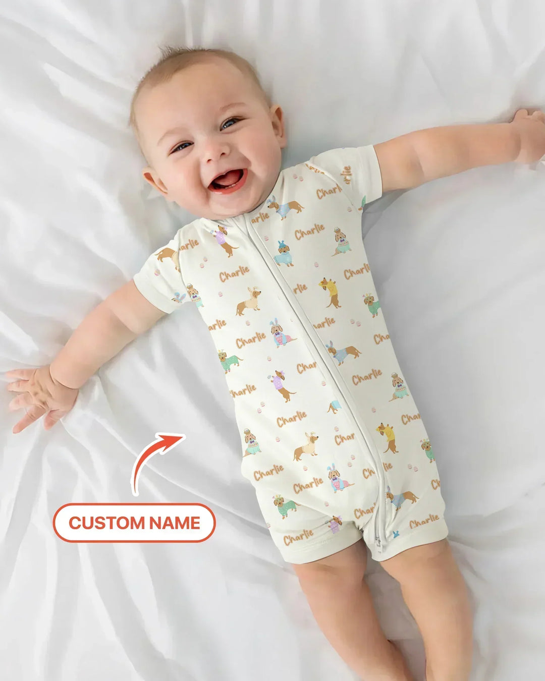 Custom Name Easter Dachshund Bamboo Shorty Zippy