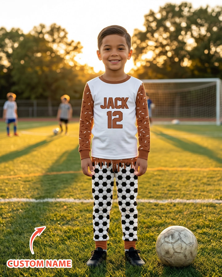 Personalized Dripping Sport Ball Custom Name Number Bamboo Two Piece Long Sleeve Pajama Set