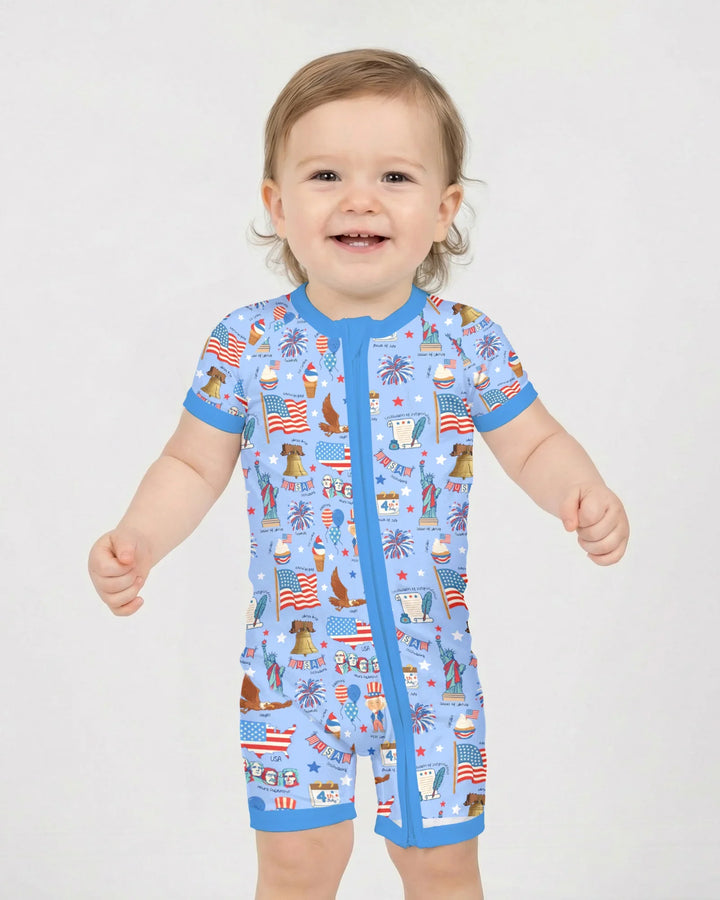 Hand Drawn Patriotic Iconic Bamboo Shorty Zippy
