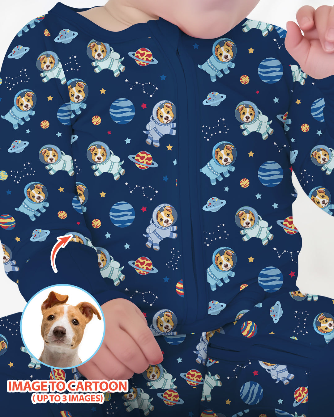 Astronaut Custom Pet Image Family Matching Bamboo Convertible Zippy