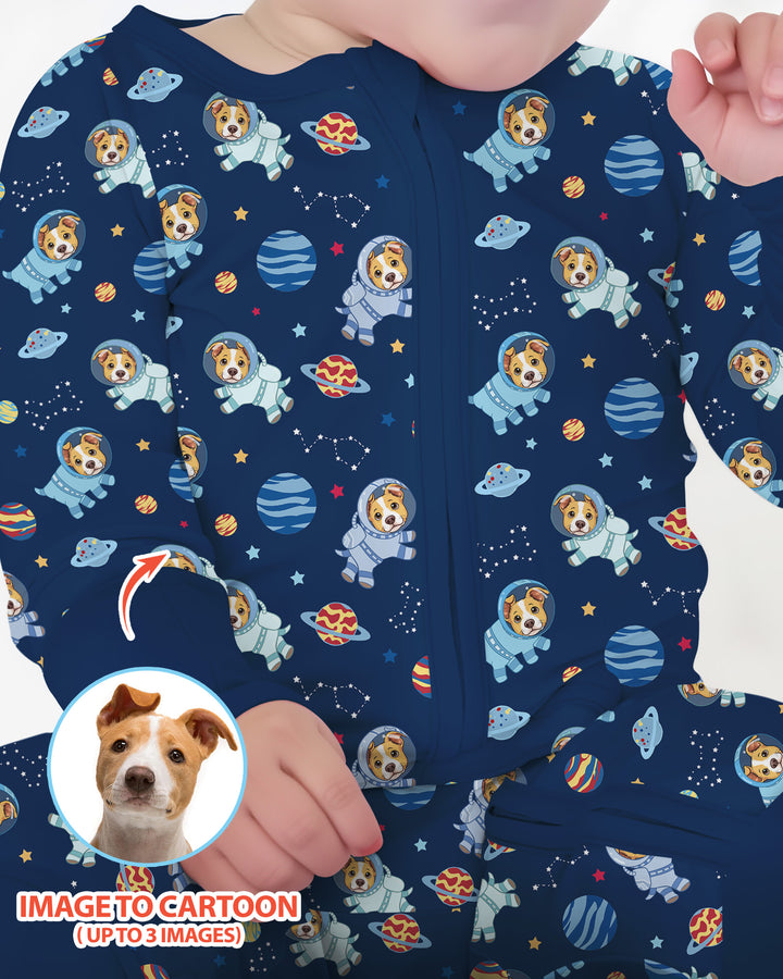 Astronaut Custom Pet Image Family Matching Bamboo Convertible Zippy