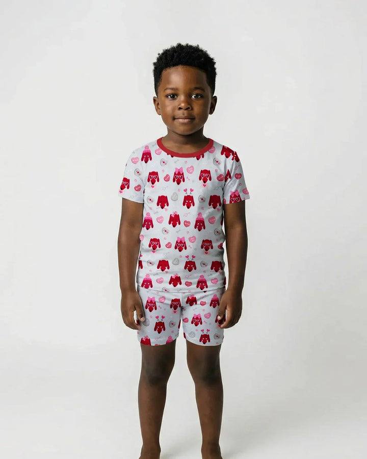 Dachshund Is My Valentine Bamboo Two Piece Short Sleeve Shorts Pajama Set