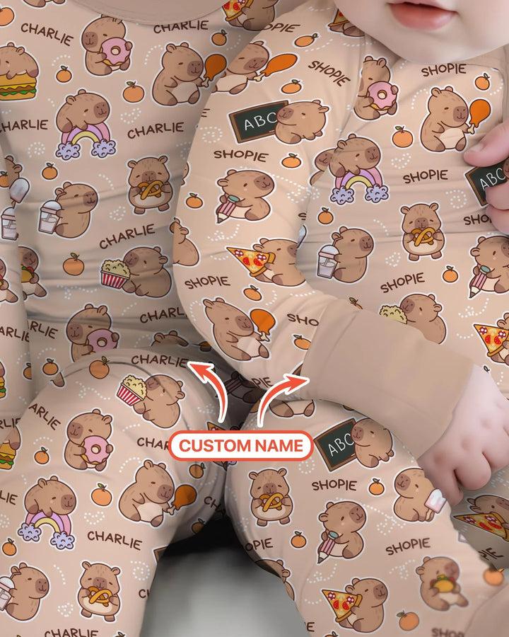 Custom Name Cute Capybara Bamboo Convertible Zippy