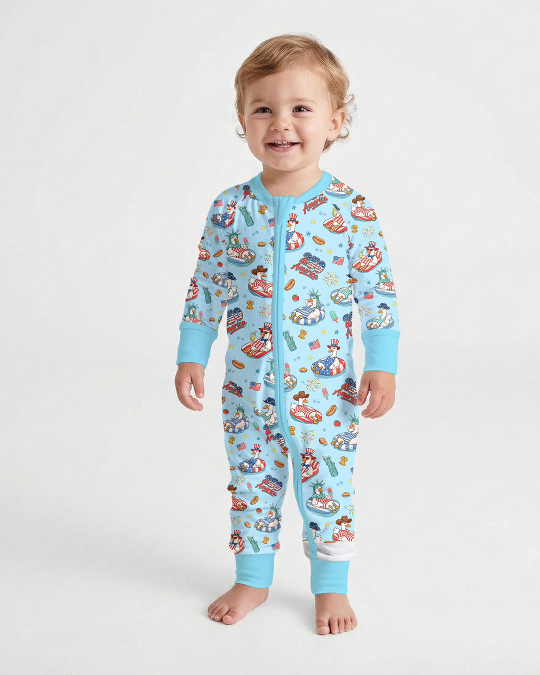 250 America Patriotic Goose Family Matching Bamboo Convertible Zippy