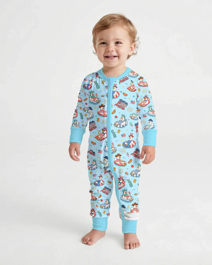 250 America Patriotic Goose Family Matching Bamboo Convertible Zippy