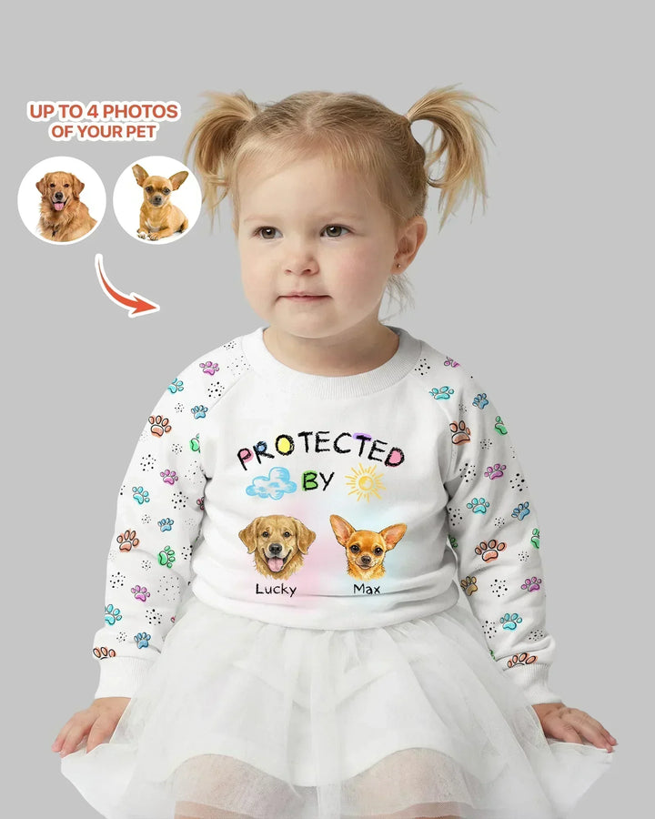 Custom Photo Crayon "Protected By" Bamboo Crewneck Sweatshirt