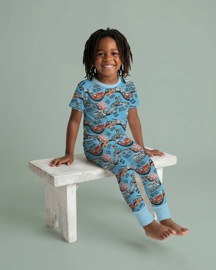 Zoom Zoom Beep Beep Bamboo Two Piece Short Sleeve Pajama Set