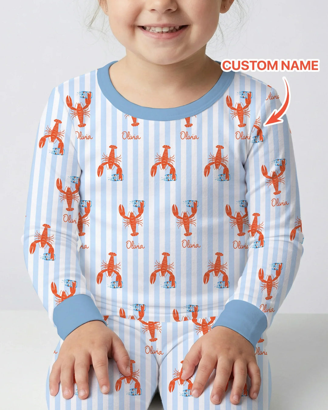 Custom Name Crawfish Beer Season Bamboo Two Piece Long Sleeve Pajama Set