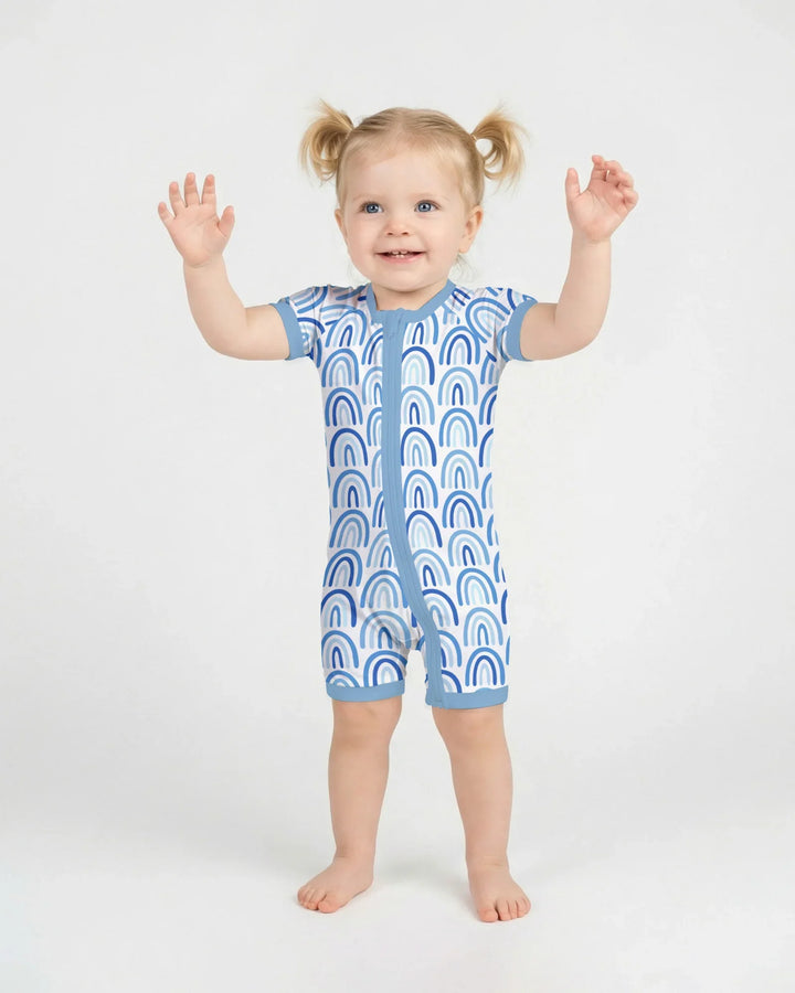 Sky Blue Rainbows Bamboo Shorty Zippy