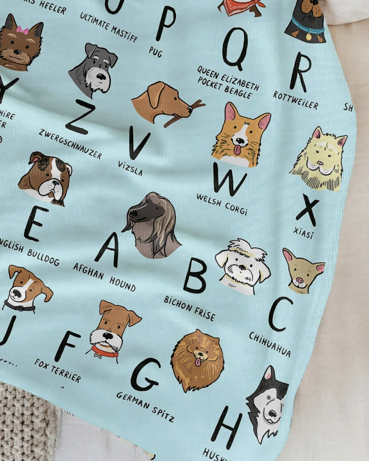 Funny Dogs Alphabet Bamboo Blanket