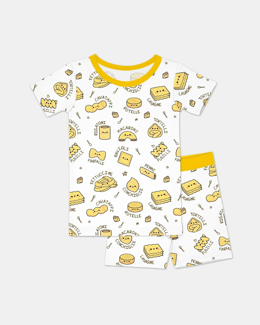 Kawaii Pasta Bamboo Two Piece Short Sleeve Shorts Pajama Set