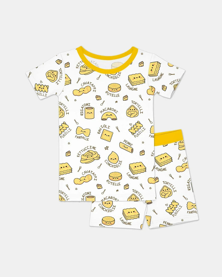 Kawaii Pasta Bamboo Two Piece Short Sleeve Shorts Pajama Set