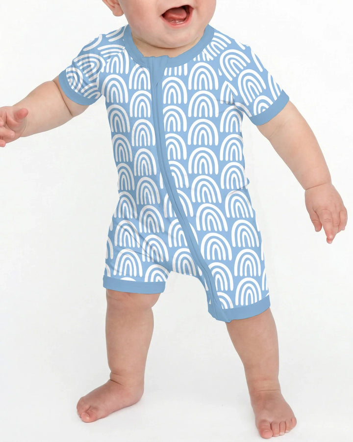 Sky Blue Rainbows Bamboo Shorty Zippy