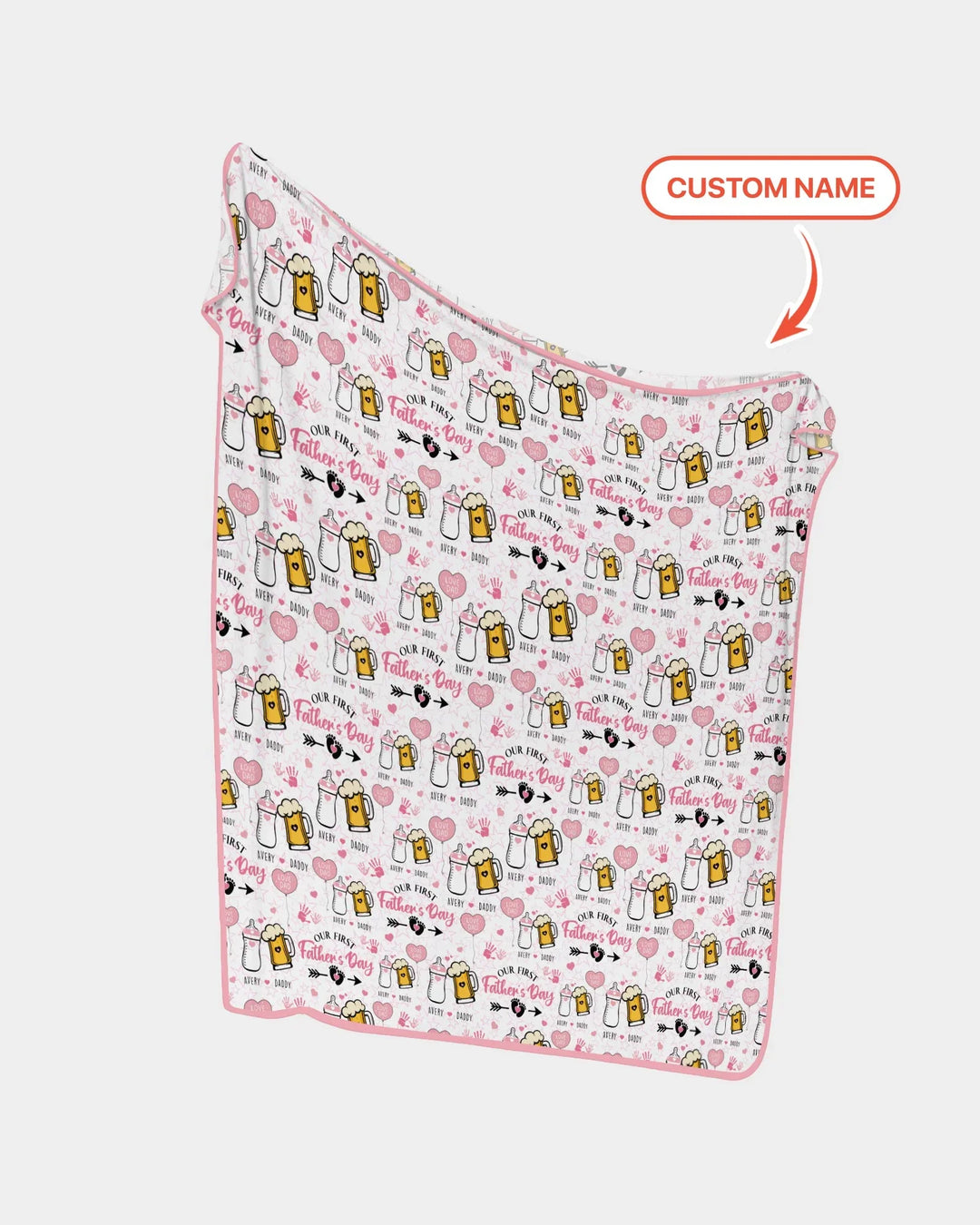 Custom Name First Father's Day Drink Bamboo Blanket