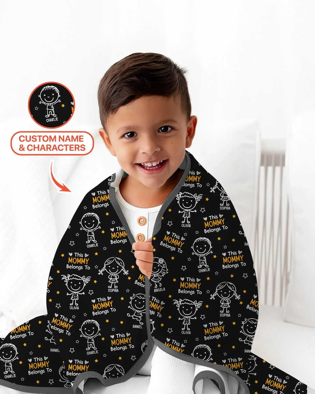 Custom Name "This Mommy Belongs To" Doodle Bamboo Blanket