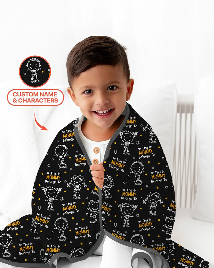 Custom Name "This Mommy Belongs To" Doodle Bamboo Blanket