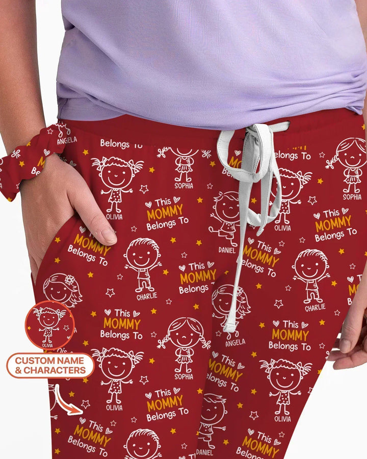 Custom Name "This Mommy Belongs To" Doodle Bamboo Women Pajama Set