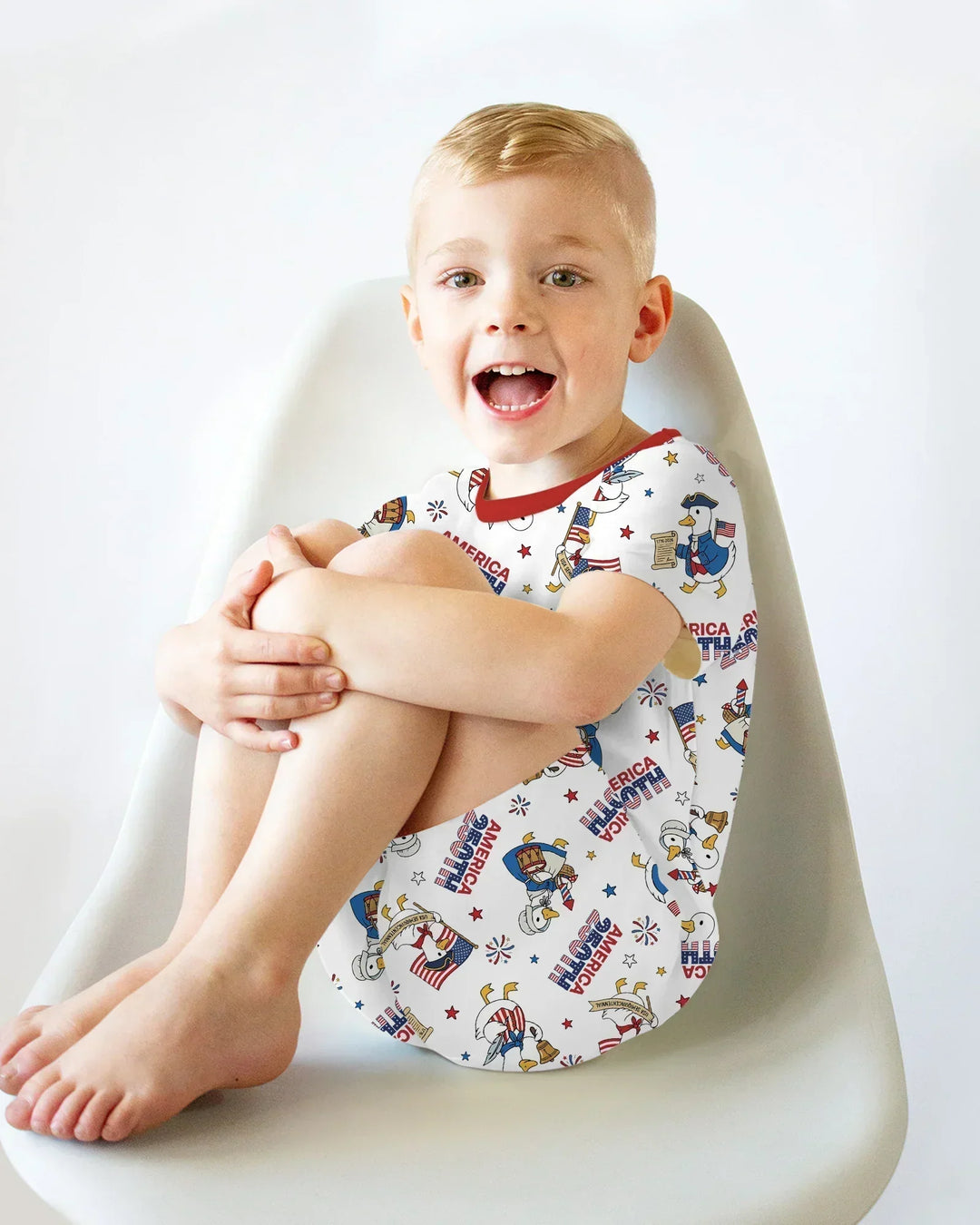 Patriotic Goose Celebrating 250 Years Bamboo Two Piece Short Sleeve Shorts Pajama Set