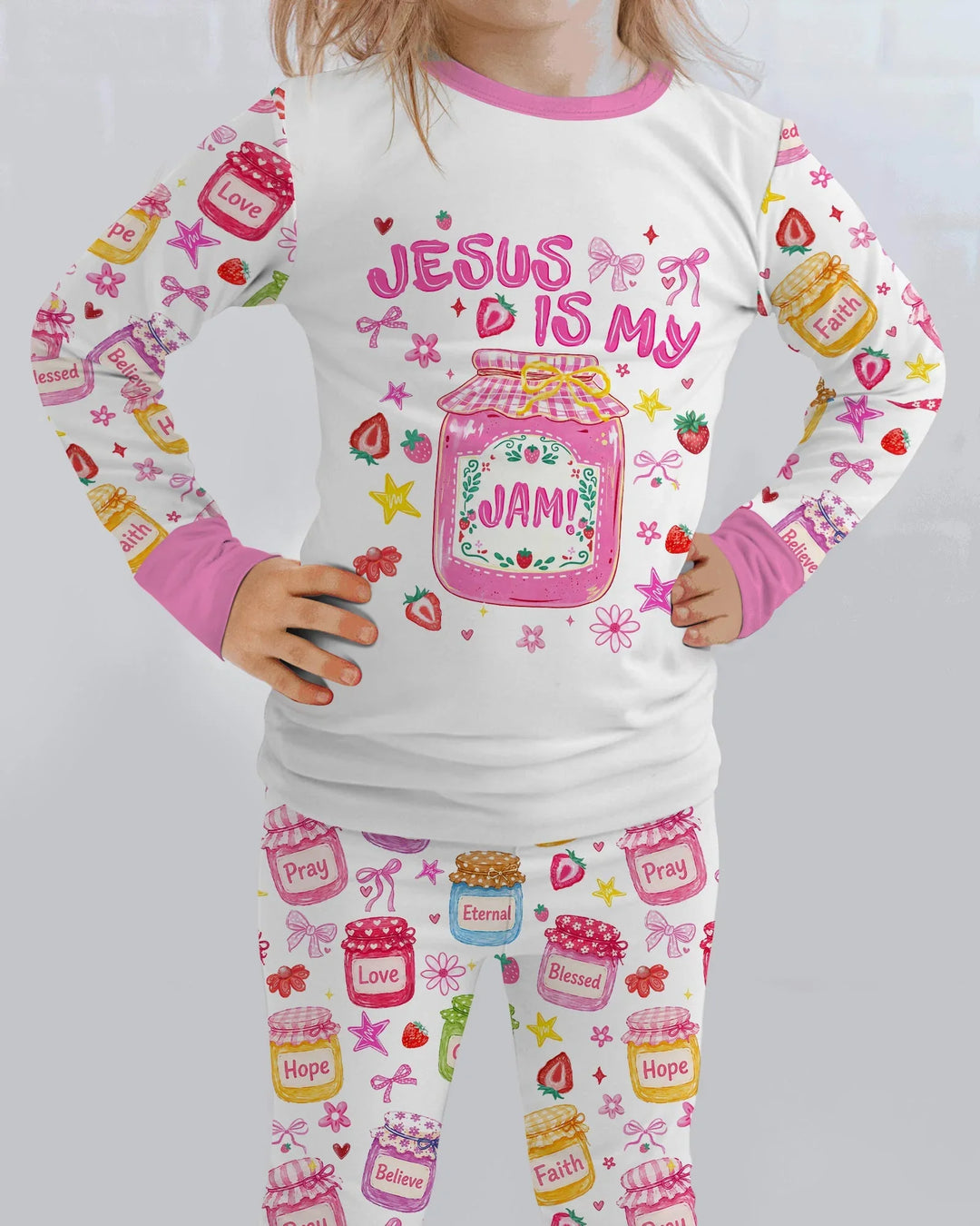 Preppy Summer Jesus Is My Jam Bamboo Two Piece Long Sleeve Pajama Set