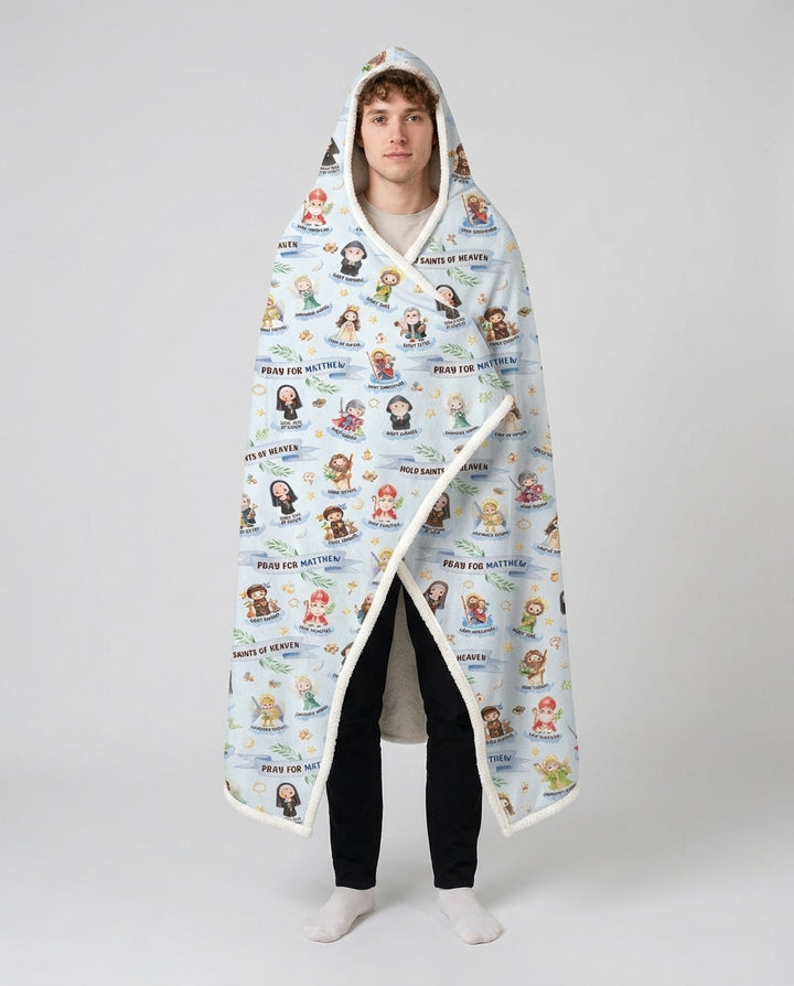 Holy Saints of Heaven Custom Name Bamboo Wearable Hooded Blanket
