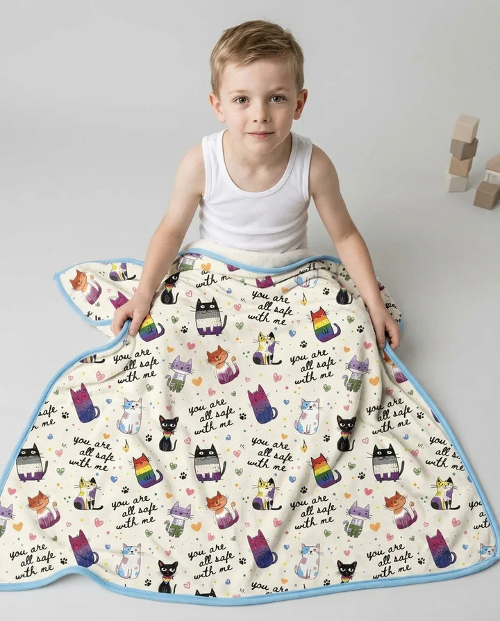 Loved & Safe Kitties Family Matching Bamboo Blanket
