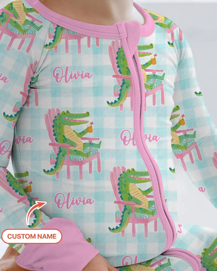 Custom Name Preppy Later Gator Bamboo Convertible Zippy
