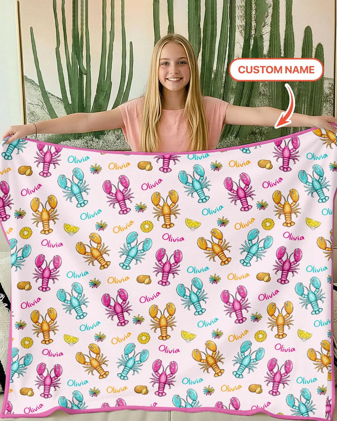 Custom Name Crawfish Crew Bamboo Blanket