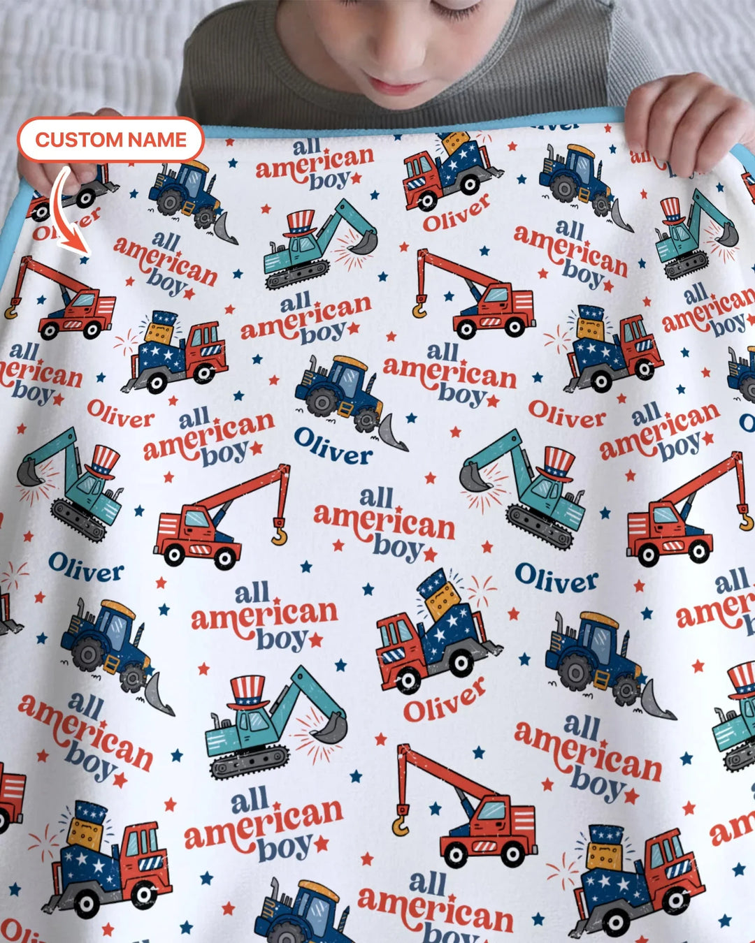 Custom Name All-American Boy Bamboo Blanket