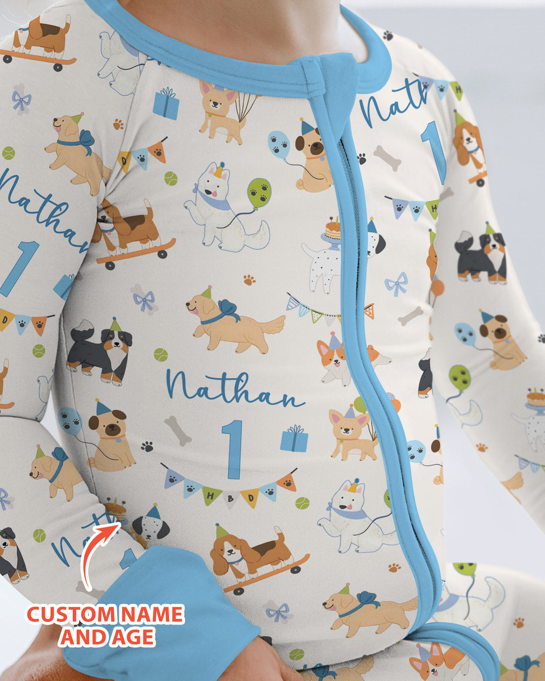 Custom Name Birthday Dogs Party Bamboo Convertible Zippy
