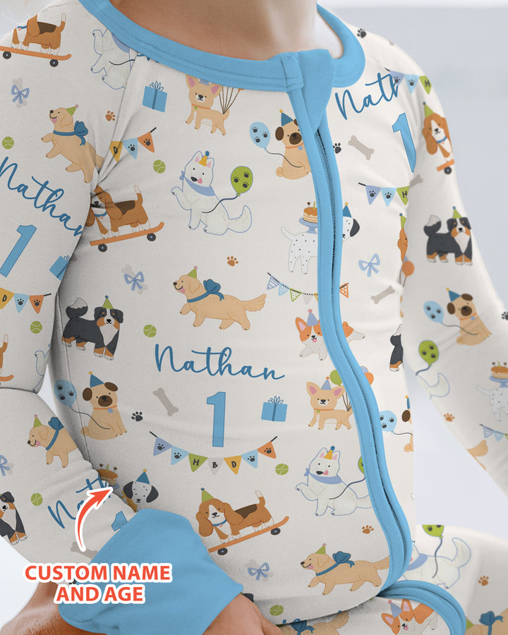 Custom Name Birthday Dogs Party Bamboo Convertible Zippy