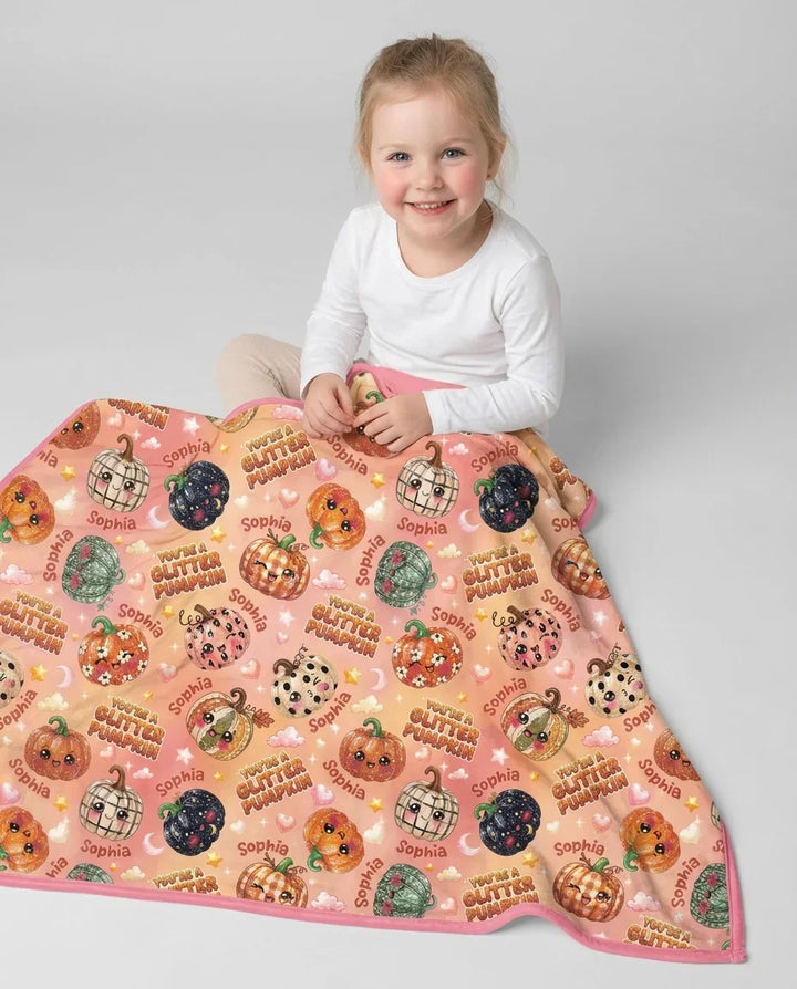 Custom Name You're A Glitter Pumpkin Bamboo Blanket