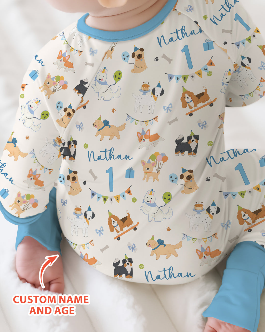 Custom Name Birthday Dogs Party Bamboo Convertible Zippy