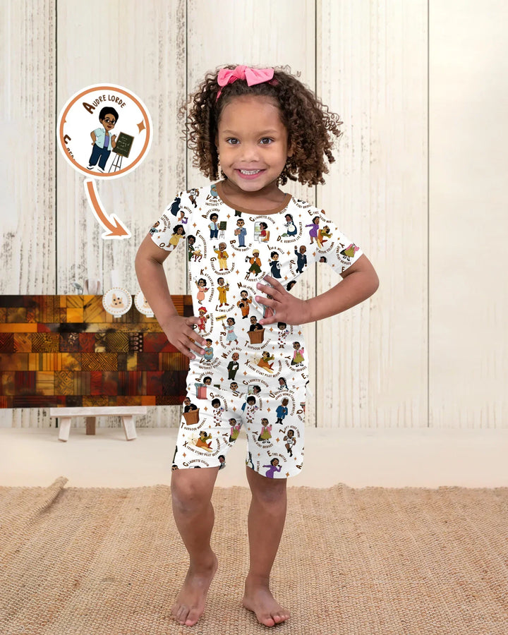 Black Legacy ABCs Family Matching Bamboo Two Piece Short Sleeve Shorts Pajama Set