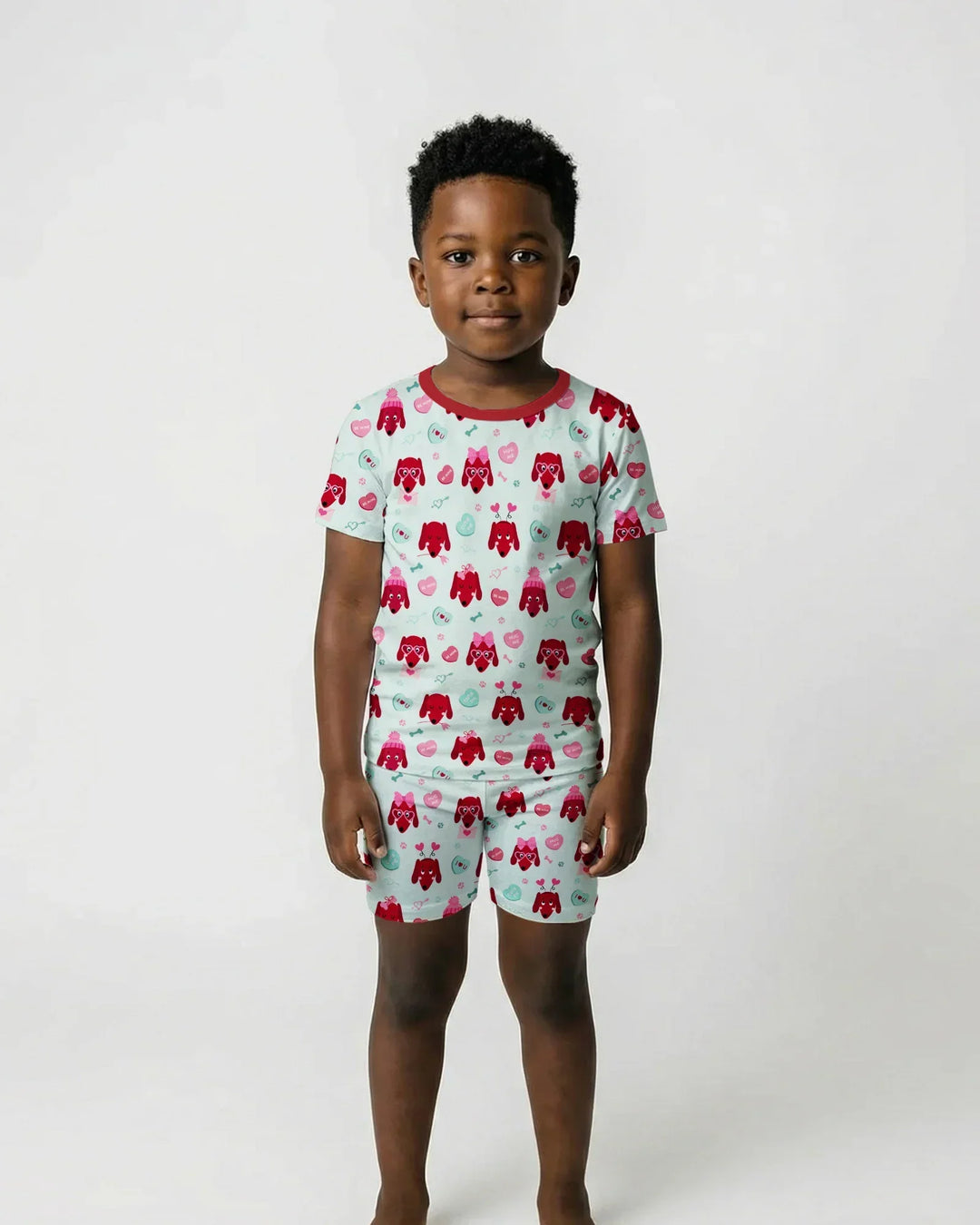 Dachshund Is My Valentine Bamboo Two Piece Short Sleeve Shorts Pajama Set