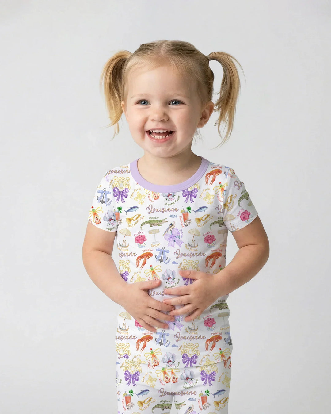 Louisiana Preppy Summer Bamboo Two Piece Short Sleeve Pajama Set