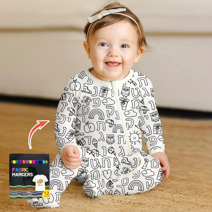 Hebrew Alphabet Colorable Bamboo Convertible Zippy