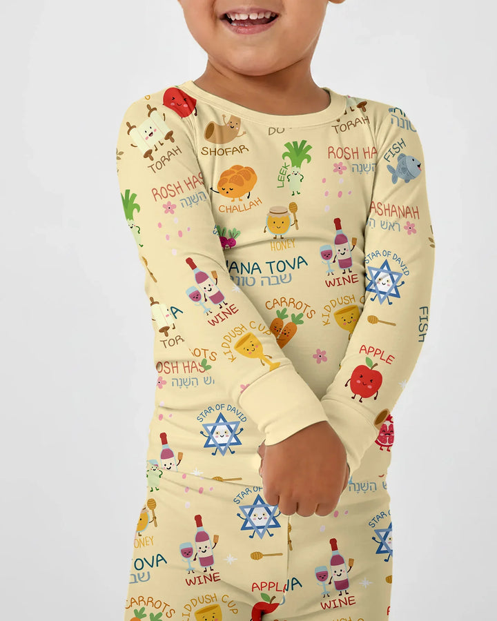 Family Rosh Hashanah Matching Bamboo Two Piece Long Sleeve Pajama Set