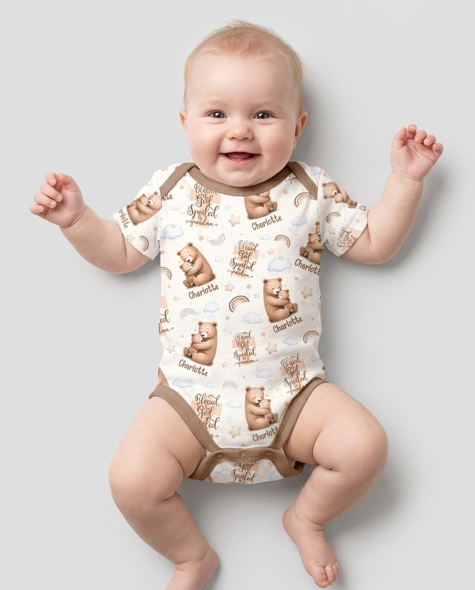 Custom Name Blessed By God Spoiled By Grandma Bamboo Bodysuit